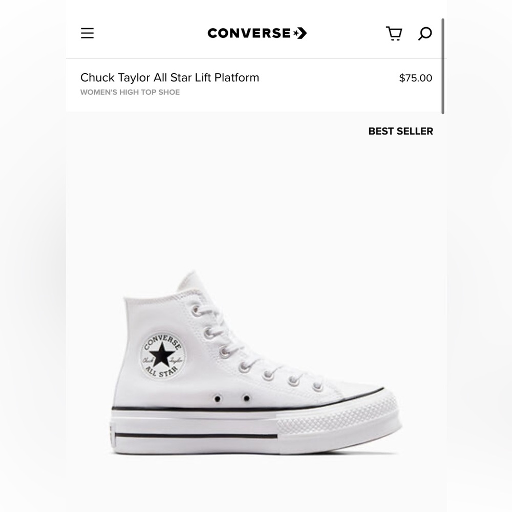 White high top platform Converse. Never worn.